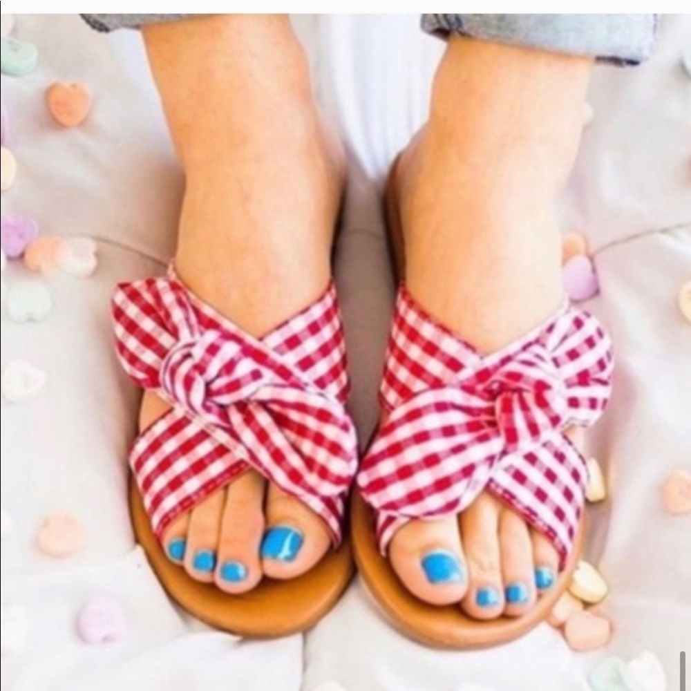 Red and Whote Gingham Sandal
